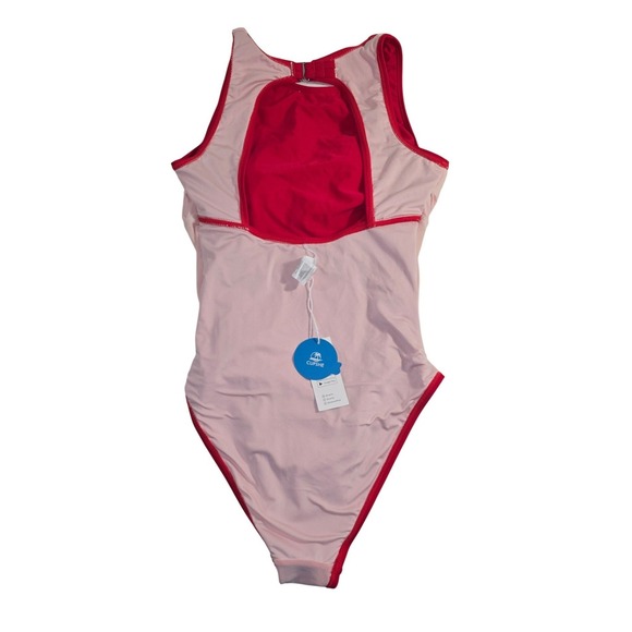 Cupshe Red One Piece Swimsuit Keyhole Back tummy control competiion back NWT S - Picture 3 of 5
